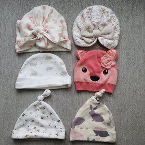 Baby Girl Hats 0-12 Months Pink Bow Animal Print Rainbow Floral